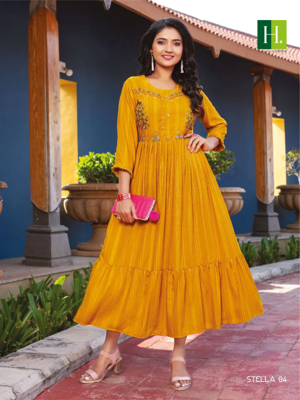 Hirwa Stella  Festive Wear Wholesale Long Anarkali Kurti Collection
